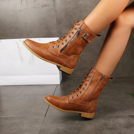 Aimee | Combat Style Lace-Up Winter Boots