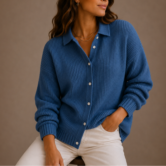 Anastasia | Collared Button-Up Knit Cardigan