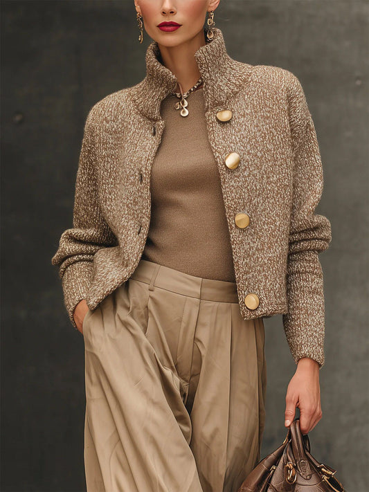 Elena | Elegant Textured Knit Jacket with Buttons