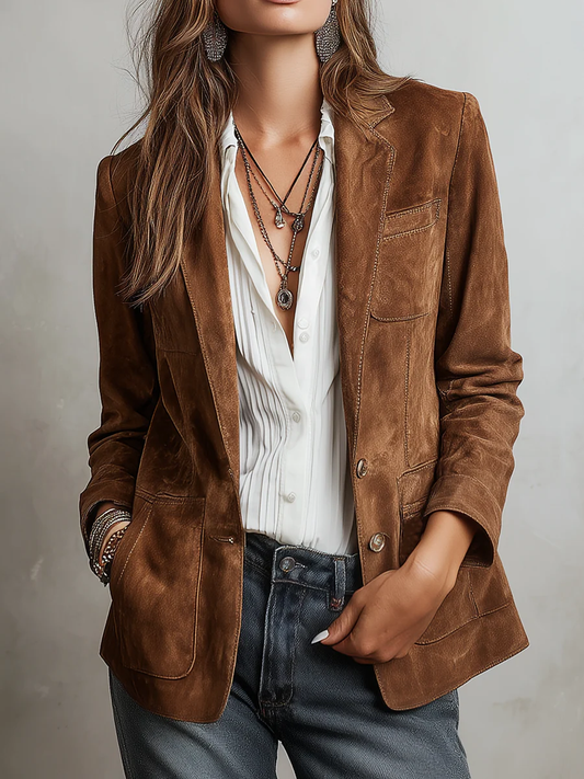 Gracie | Vintage Tailored Faux Suede Jacket