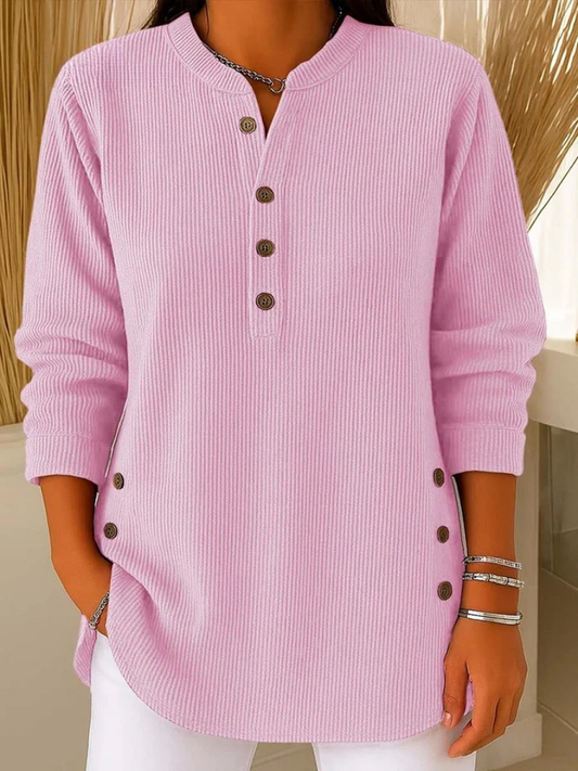 Jasmine | Ribbed Knit Henley Sweater