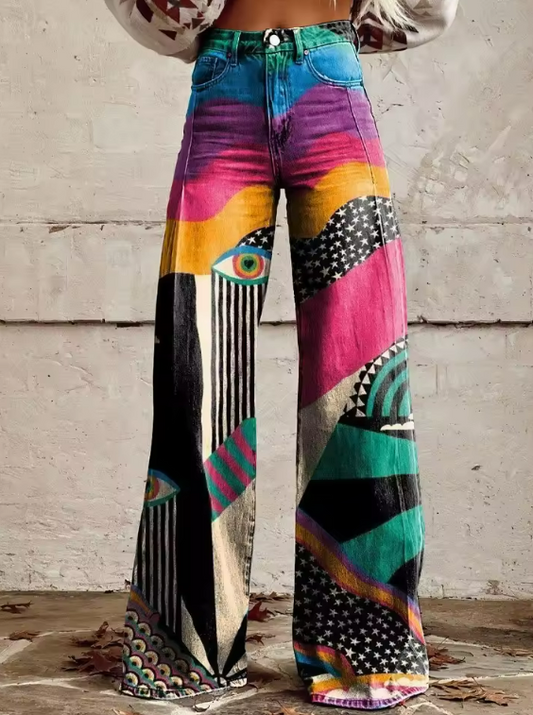 Kathy | Boho Flared Pants with High Waisted Fit