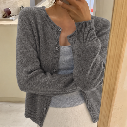 Kayla | Soft Knit Round Neck Cardigan with Button Front