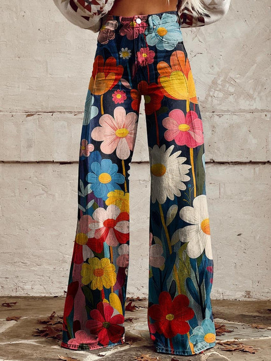 Kristen | Floral Wide Leg Pants with High Waist
