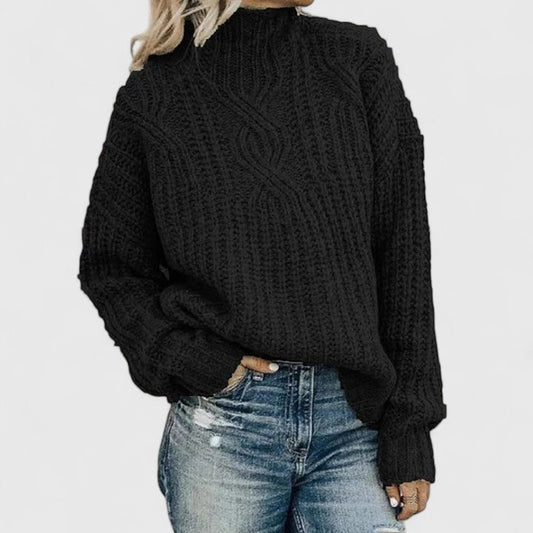Lauren | Elegant Mock Neck Cable Knit Sweater