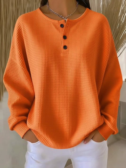 Mae | Waffle Knit Henley Sweater