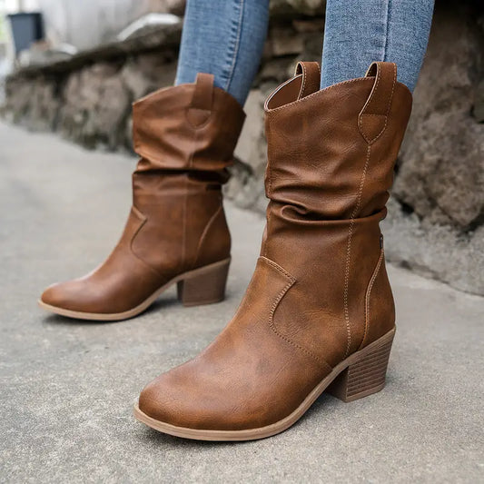 Nola | Western Block Heel Half-High Boots