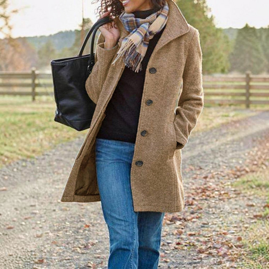 Reina | Windproof Pea Coat with Stand Collar