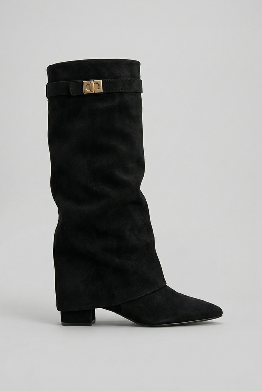Rhea | Structured Knee High Boots with Block Heel