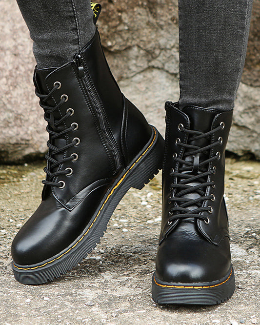 Roxie | Lace-Up Lined Ankle Boots with Zipper