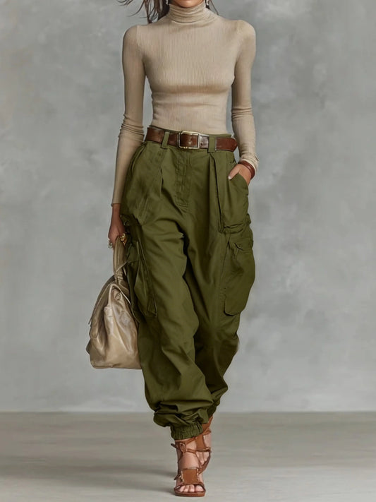 Tamara | Elastic Waist Parachute Cargo Pants